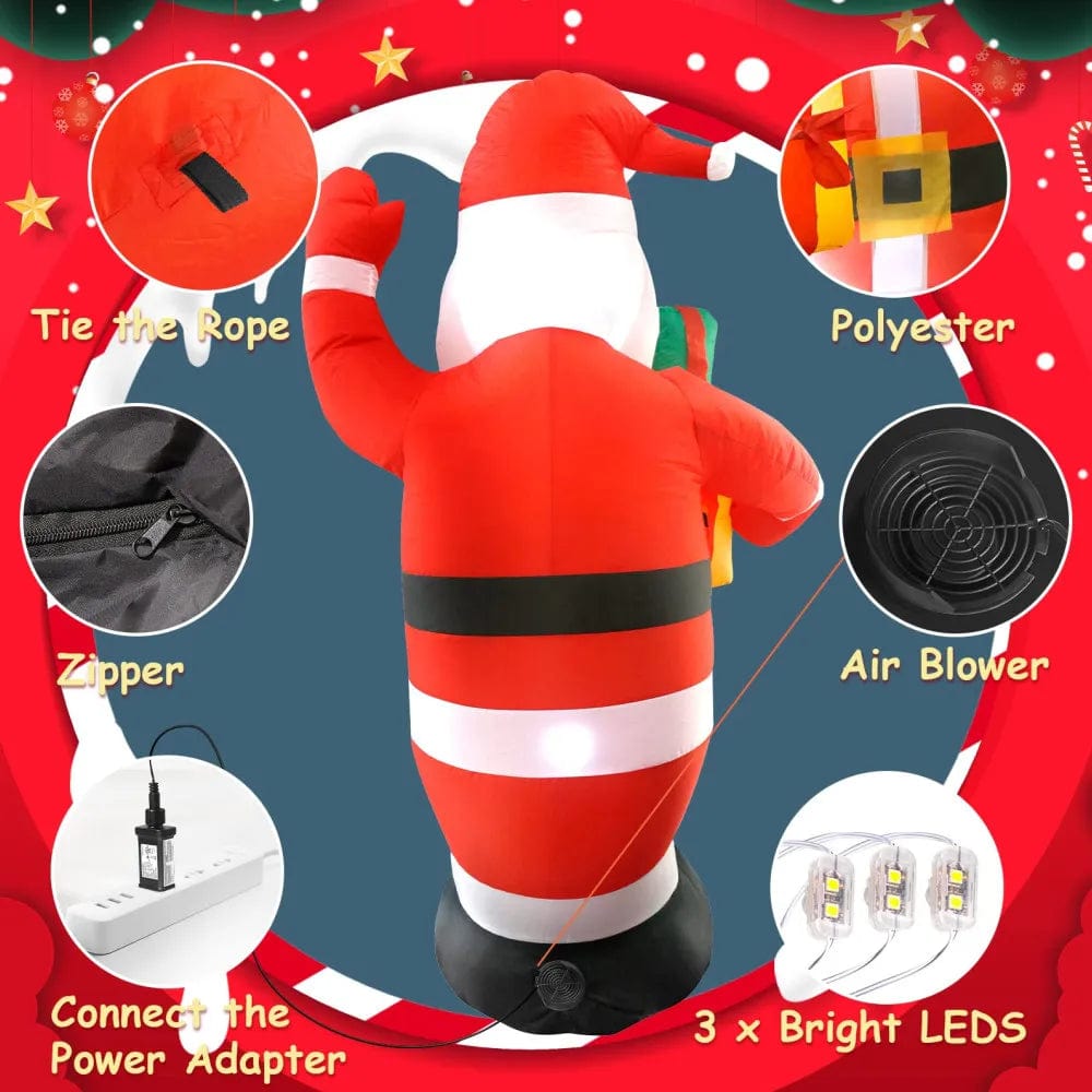 Showlu Fashion Store 1.5M/5FT Christmas Inflatable Santa Claus Outdoor Decoration for Yard, Weatherproof Vacation Holiday Party Decor for Garden Lawn