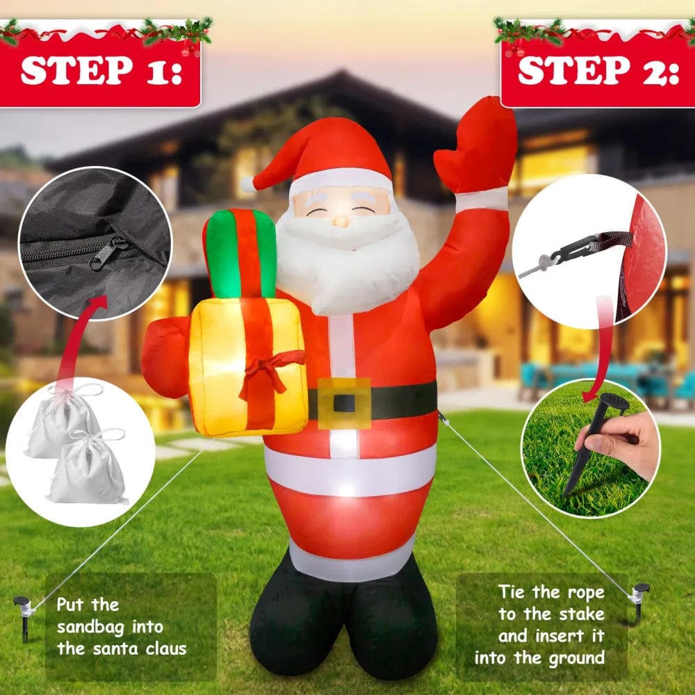 Showlu Fashion Store 1.5M/5FT Christmas Inflatable Santa Claus Outdoor Decoration for Yard, Weatherproof Vacation Holiday Party Decor for Garden Lawn