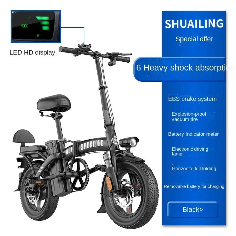 SHOWLU FASHION STORE 1 / 6AH-25KM Folding bicicletta elettrica Shock Absorption E Bike Lithium Battery Ultra-Light Mopeds Electric Bicycles