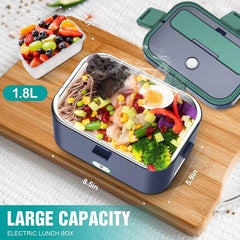 Showlu Fashion Store 1.8L Electric Lunch Box 60W Food Heated Portable Food Warmer Heater for Car/Truck/Home Heating Box with Insulated Box