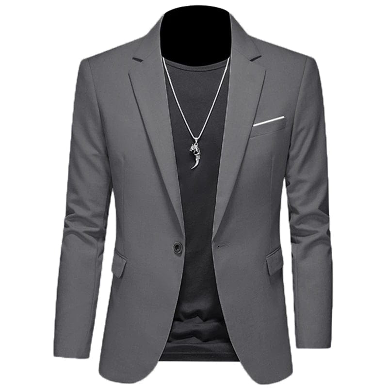 Showlu Fashion Store 1 Button Dark Gray / Asian 6XL is US 3XL 2023 Fashion New Men's Leisure Casual Boutique Business Solid Color Slim Fit Suit Blazers Jacket Dress Coat