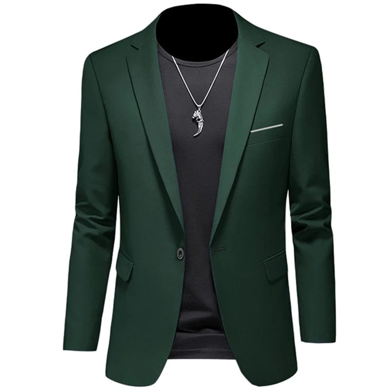 Showlu Fashion Store 1 Button Green / Asian 6XL is US 3XL 2023 Fashion New Men's Leisure Casual Boutique Business Solid Color Slim Fit Suit Blazers Jacket Dress Coat