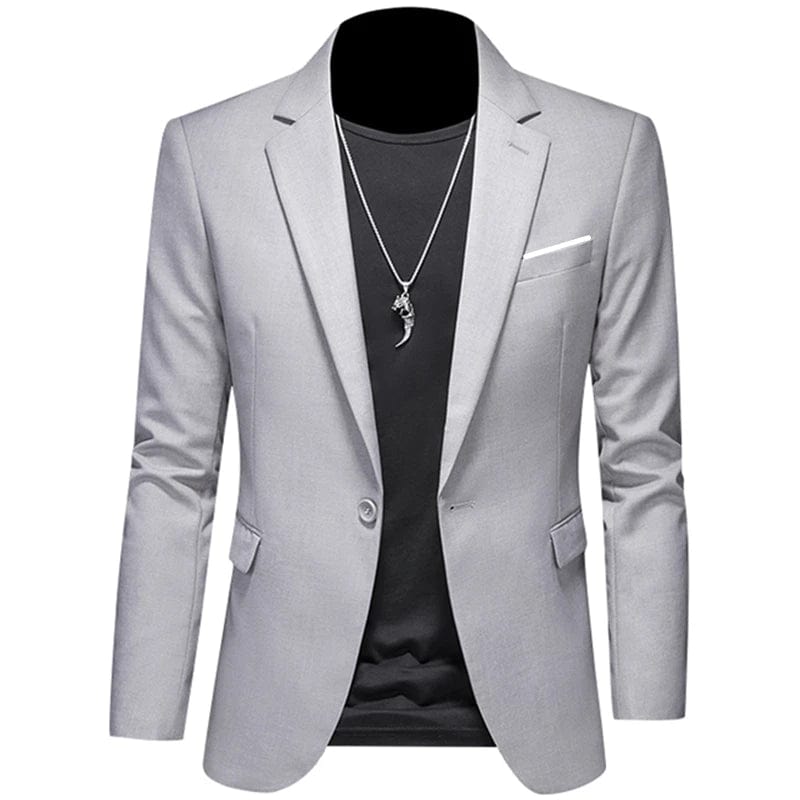 Showlu Fashion Store 1 Button Light Grey / Asian 6XL is US 3XL 2023 Fashion New Men's Leisure Casual Boutique Business Solid Color Slim Fit Suit Blazers Jacket Dress Coat