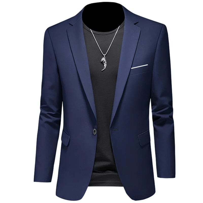 Showlu Fashion Store 1 Button Navy / Asian 6XL is US 3XL 2023 Fashion New Men's Leisure Casual Boutique Business Solid Color Slim Fit Suit Blazers Jacket Dress Coat