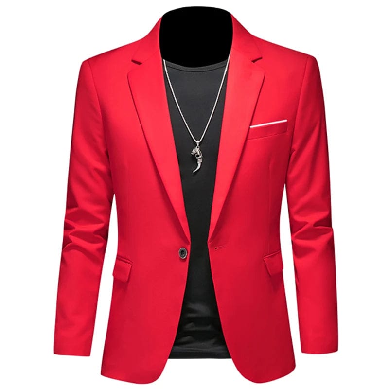 Showlu Fashion Store 1 Button Red / Asian 6XL is US 3XL 2023 Fashion New Men's Leisure Casual Boutique Business Solid Color Slim Fit Suit Blazers Jacket Dress Coat