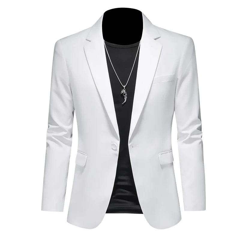 Showlu Fashion Store 1 Button White / Asian 6XL is US 3XL 2023 Fashion New Men's Leisure Casual Boutique Business Solid Color Slim Fit Suit Blazers Jacket Dress Coat