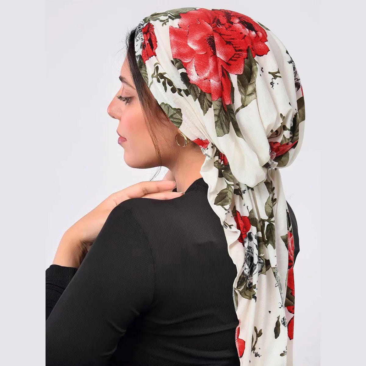 SHOWLU FASHION STORE 1 / One Size 2024 New Women Pre-Tied Turban Cap Muslim Hijab Cancer Chemo Flower Print Hat Cover Hair Loss Head Scarf Wrap Strech Bandana