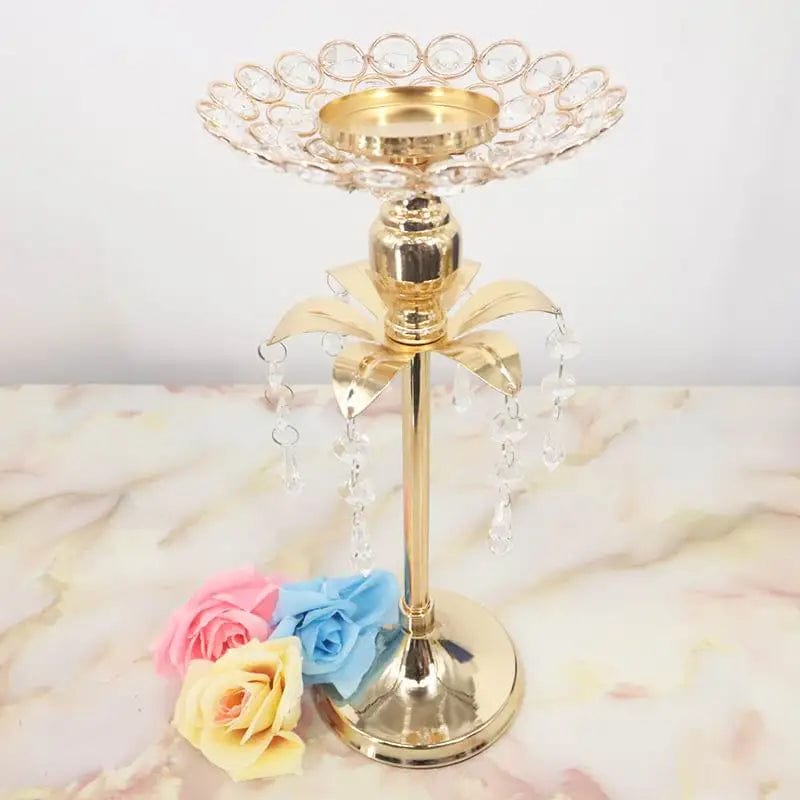  Showlu Fashion Store 1 piece 25cm / CHINA PEANDIM Gold Crystal Candle Holder Wedding Decoration Table Centerpieces Candelabra Birthday Party Flower Vase Holder Home Decor