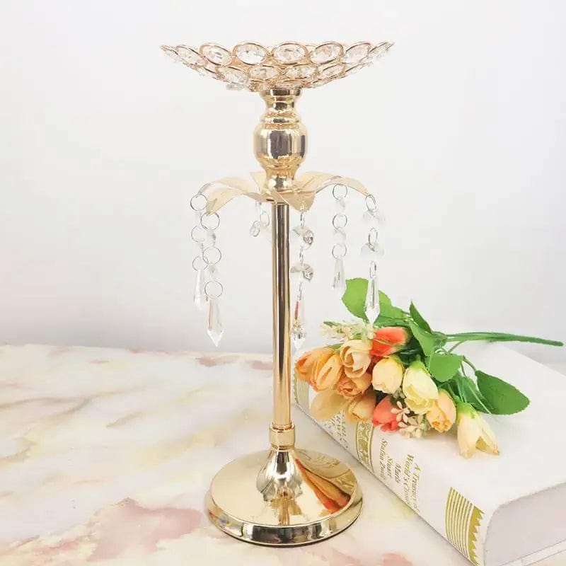  Showlu Fashion Store 1 piece 30cm / CHINA PEANDIM Gold Crystal Candle Holder Wedding Decoration Table Centerpieces Candelabra Birthday Party Flower Vase Holder Home Decor