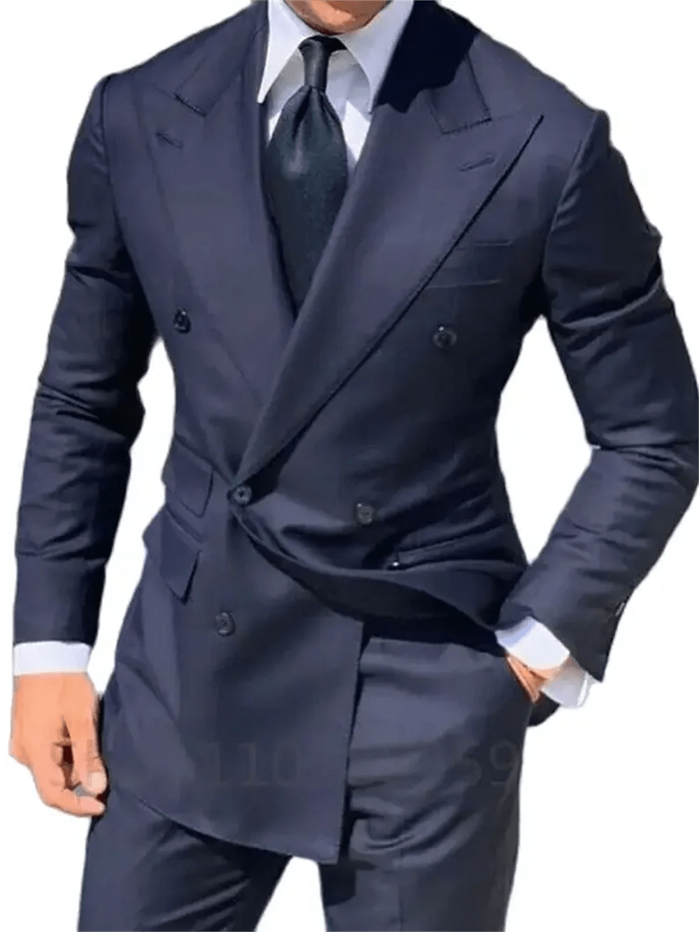 SHOWLU FASHION STORE 1 Piece Navy Blue Double Breasted Jacket Only Costume Homme Men Suits Tuxedo Groom Wedding Slim Fit Terno Masculino Blazer