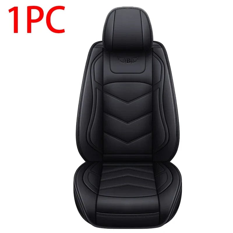  Showlu Fashion Store 1 Seat Black Luxury Leather Car Seat Cover Set For Most Auto Chair Protector Pad Comfort Car Seat Cushion Universal Automotive Accessories