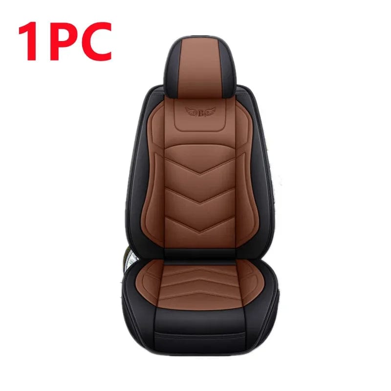  Showlu Fashion Store 1 Seat Coffee Luxury Leather Car Seat Cover Set For Most Auto Chair Protector Pad Comfort Car Seat Cushion Universal Automotive Accessories