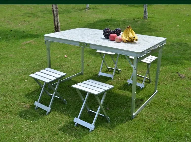 SHOWLU FASHION STORE 1 table and 4 stools Folding Outdoor Table and Chair Set Aluminum Camping Table With Four Stools