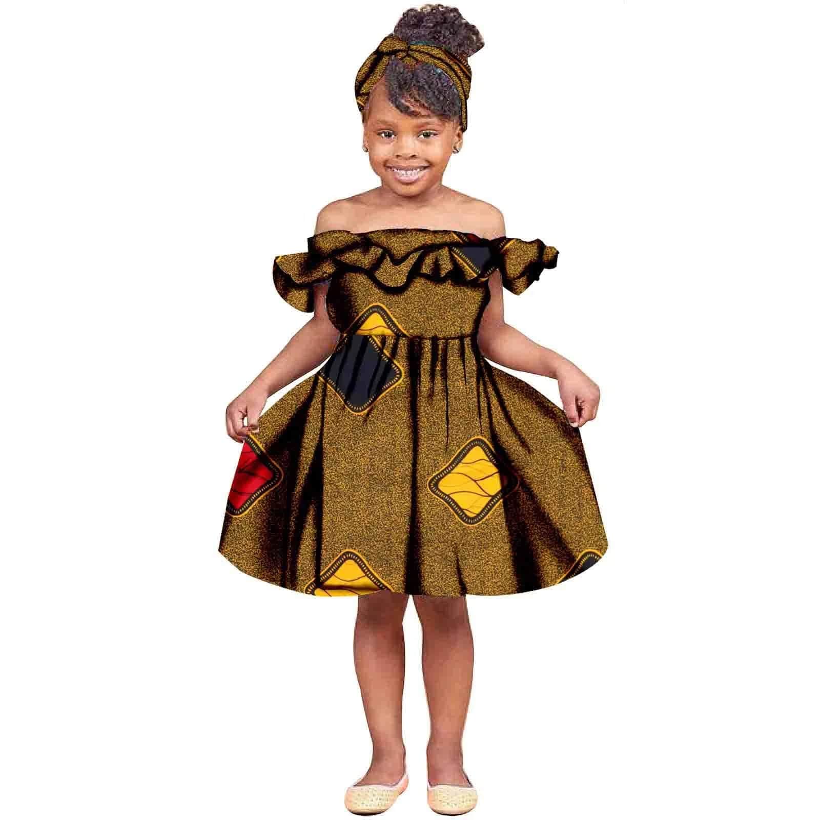  Showlu Fashion Store 1 / XS New Fashion Girls African Dress Children Bazin Riche Dashiki Mermaid Dress Fashion Cute Party Dresses Kid African Print Clothing