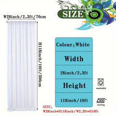 Showlu Fashion Store 10*2.3ft/70*300cm (1pc) 1/2 Pack, 10 x 2.3 FT White Background Curtain, Wrinkl Free White Photo Curtain, Background Curtain Fabric Trim, Party Wedding, Baby Shower