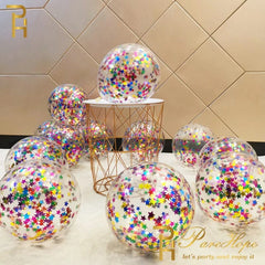 Showlu Fashion Store 10/20 Star Confetti Balloons Metallic Confetti Latex Transparent Ballon Baby Shower Birthday Party Wedding Decoration Ball Globo