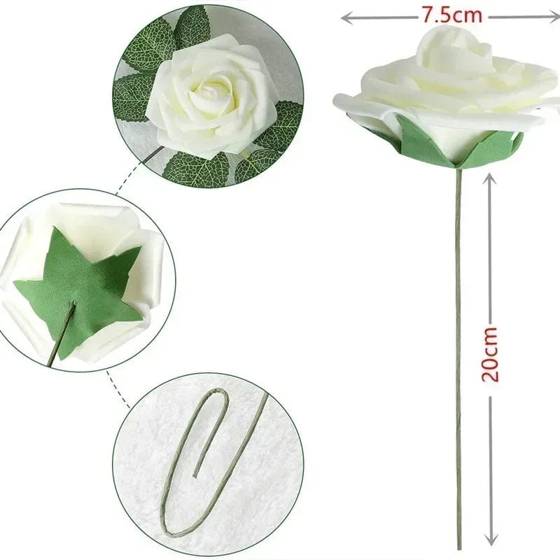 Showlu Fashion Store 10/25/50Pcs Artificial Rose Flowers Foam Fake Faux Flowers Roses for DIY Wedding Bouquets Party Home Decor Garden Decoration