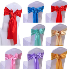 SHOWLU FASHION STORE 10/50/100pcs/Lot Satin Chair Bow Sashes Wedding Indoor Outdoor Chair Ribbon Butterfly Ties Party Event Hotel Banquet Decoration