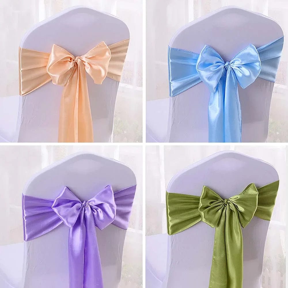 SHOWLU FASHION STORE 10/50pcs Chair Sashes Elastic Stretch Chair Bow Band Hotel Wedding Banquet Chair Decor Birthday Party Outdoor Camping Chair Sash