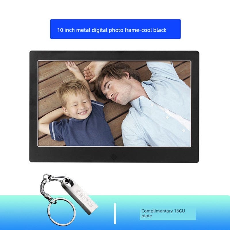  Showlu Fashion Store 10 inches-cool black-send 16G U disk (can store about 5000 photos) Digital Photo Frame For Home Electronic Photo Album Metal Texture Narrow Edge Smart Photo Frame Picture Movie Table Decoration HD Player 8-Inch 10-Inch 12-Inch 15-Inch Wall Hanging Vertical Advisement Player Display