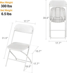 SHOWLU FASHION STORE 10 Pack Plastic Folding Chair, 300lb Capacity, Portable Commercial Chair with Steel Frame for Home Office Wedding Party Indoor