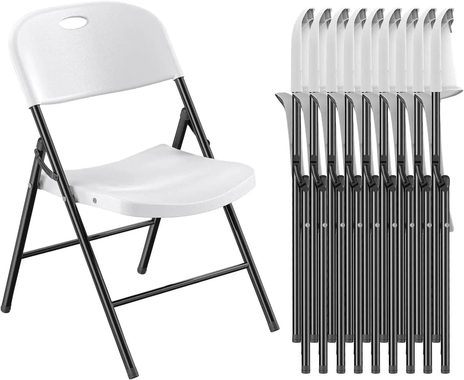 SHOWLU FASHION STORE 10 Pack / United States Limit Heavy Duty Plastic Folding Chair with Reinforced Steel Frame for Indoor and Outdoor, Wedding, Party, Restaurant