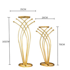 Showlu Fashion Store 10 PCS Flower Vase Floor Vases Column Stand Metal Road Lead Wedding Centerpiece Geometric Pot Table Rack For Home Event Decor