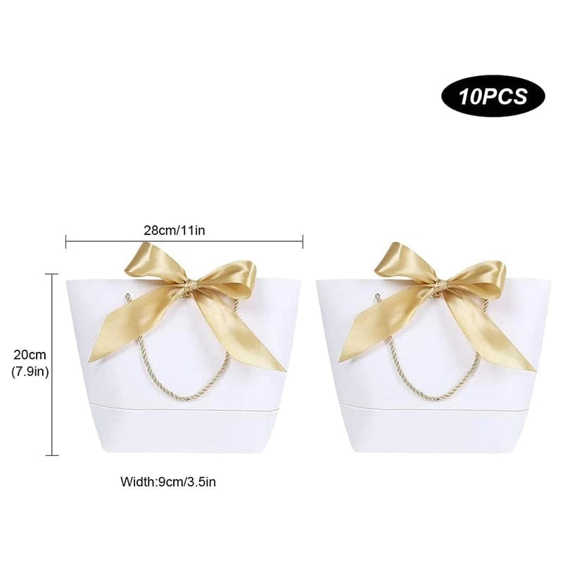 SHOWLU FASHION STORE 10 Pcs Gift Bag with Handle Paper Party Favor Bag Present Wrap Snack Bag with Bow Ribbon Present Favor Bags