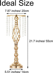 Showlu Fashion Store 10 Pcs Gold Vase for Wedding Centerpieces  Table Decorations with Chandelier Crystals,  Flower Vase, Wedding Metal Flower Stand