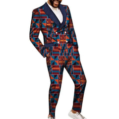 SHOWLU FASHION STORE 10 / S Fashion African Suits for Men Embroidery Print Blazer and Pants Set Business Dress Suit with Kerchief Party Wedding Evening