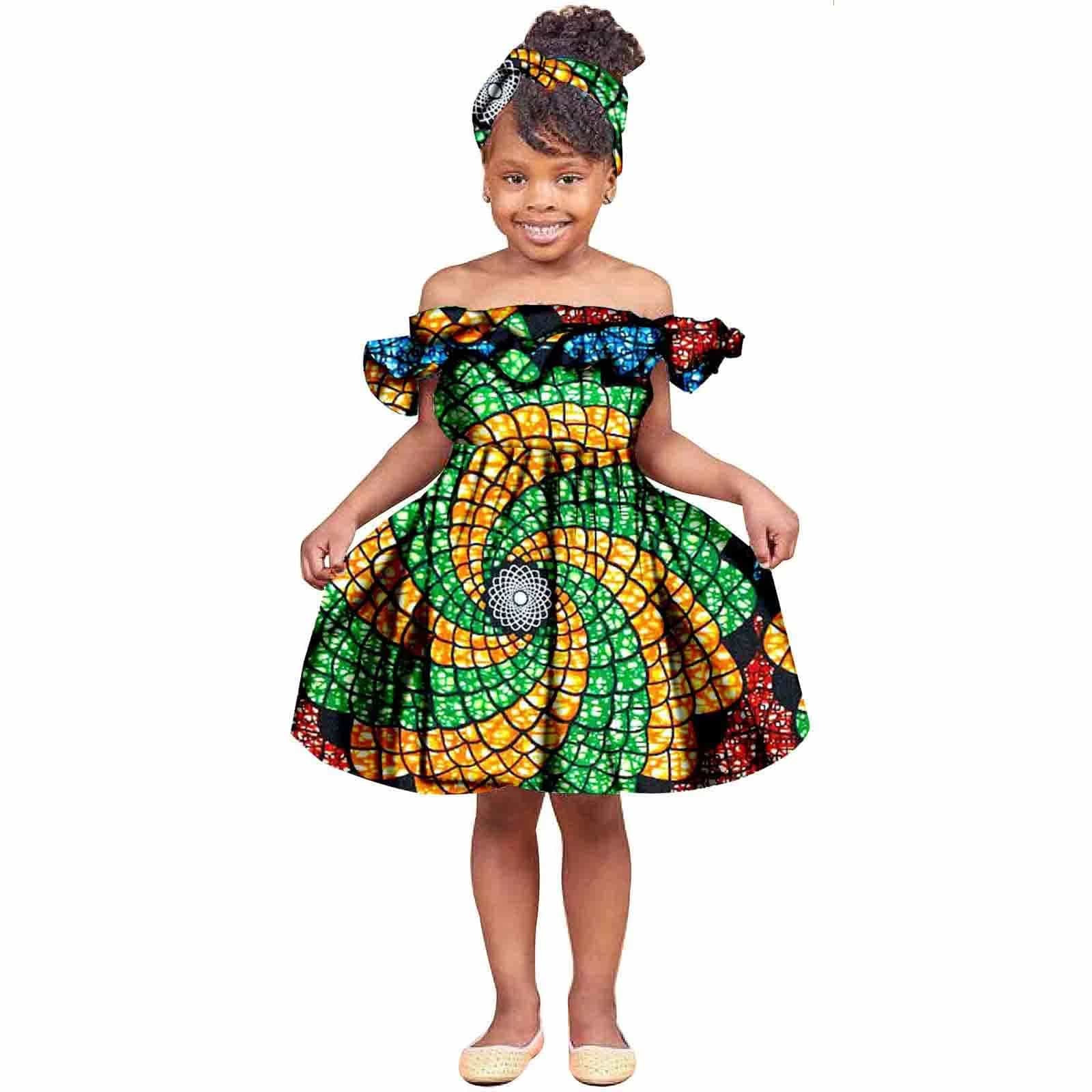  Showlu Fashion Store 10 / S New Fashion Girls African Dress Children Bazin Riche Dashiki Mermaid Dress Fashion Cute Party Dresses Kid African Print Clothing