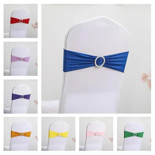 Showlu Fashion Store 100/50/10pcs Elastic Chair Knot Wedding Decoration Buckle Sashes Back Cover Mariage Hotel Home Seat Elegant Modern Ribbon Decors