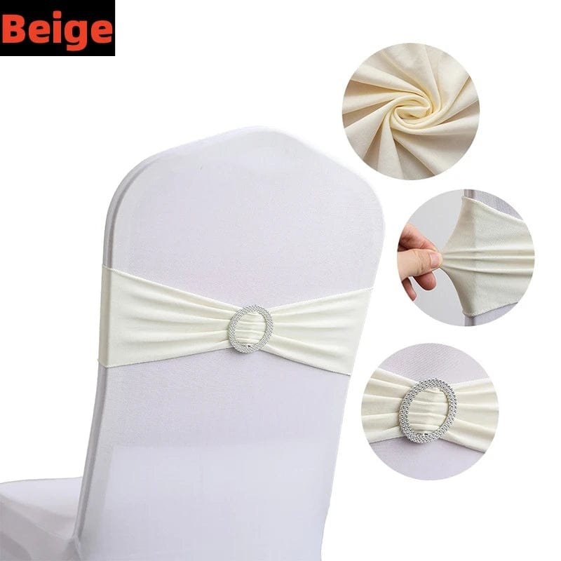 Showlu Fashion Store 100/50/10pcs Elastic Chair Knot Wedding Decoration Buckle Sashes Back Cover Mariage Hotel Home Seat Elegant Modern Ribbon Decors