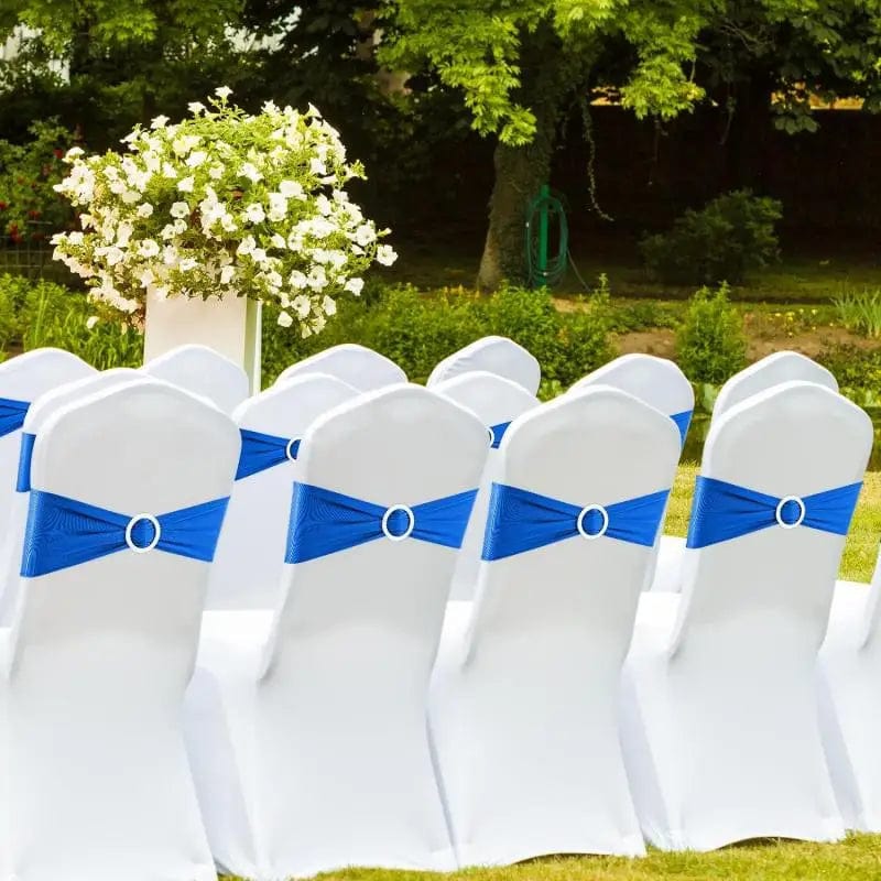 Showlu Fashion Store 100/50/10pcs Elastic Chair Knot Wedding Decoration Buckle Sashes Back Cover Mariage Hotel Home Seat Elegant Modern Ribbon Decors