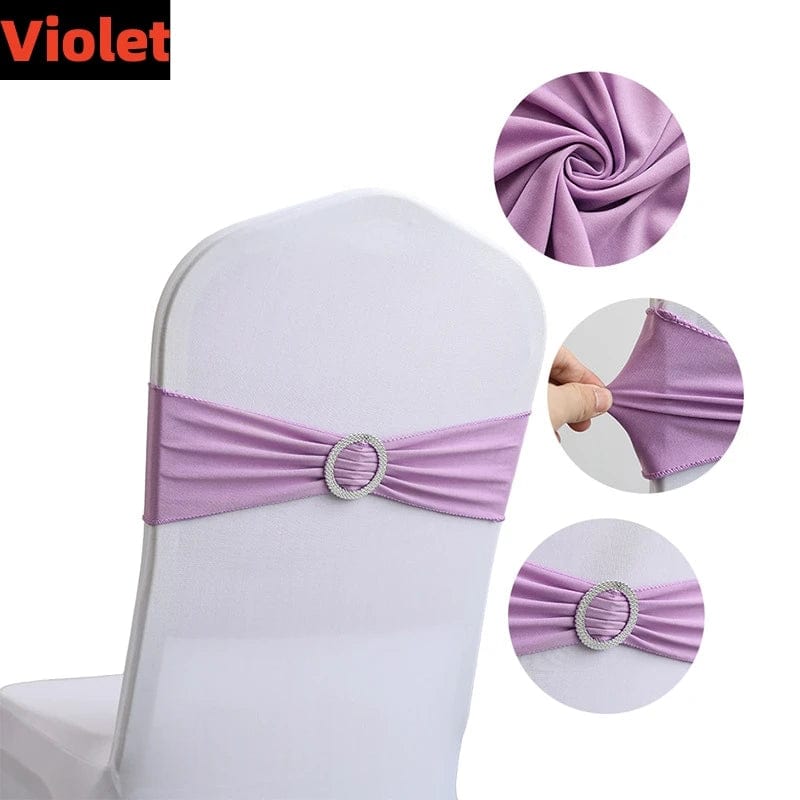 Showlu Fashion Store 100/50/10pcs Elastic Chair Knot Wedding Decoration Buckle Sashes Back Cover Mariage Hotel Home Seat Elegant Modern Ribbon Decors