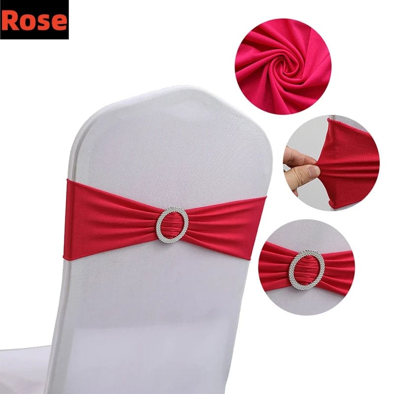 Showlu Fashion Store 100/50/10pcs Elastic Chair Knot Wedding Decoration Buckle Sashes Back Cover Mariage Hotel Home Seat Elegant Modern Ribbon Decors