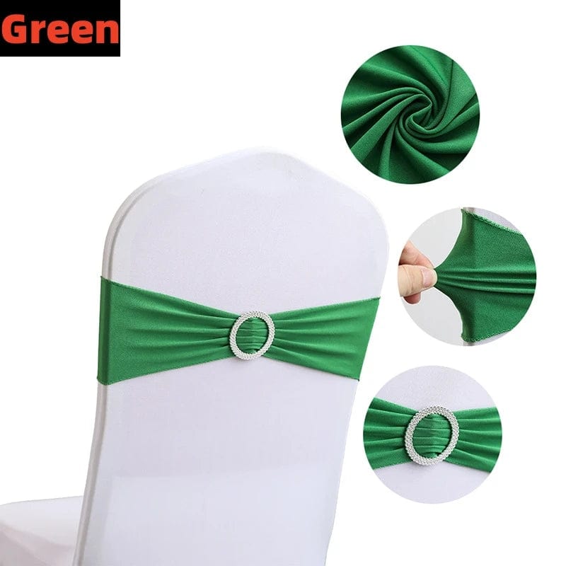 Showlu Fashion Store 100/50/10pcs Elastic Chair Knot Wedding Decoration Buckle Sashes Back Cover Mariage Hotel Home Seat Elegant Modern Ribbon Decors