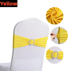 Showlu Fashion Store 100/50/10pcs Elastic Chair Knot Wedding Decoration Buckle Sashes Back Cover Mariage Hotel Home Seat Elegant Modern Ribbon Decors