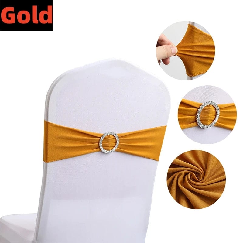 Showlu Fashion Store 100/50/10pcs Elastic Chair Knot Wedding Decoration Buckle Sashes Back Cover Mariage Hotel Home Seat Elegant Modern Ribbon Decors