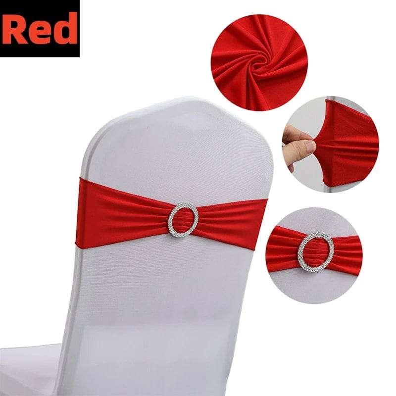 Showlu Fashion Store 100/50/10pcs Elastic Chair Knot Wedding Decoration Buckle Sashes Back Cover Mariage Hotel Home Seat Elegant Modern Ribbon Decors