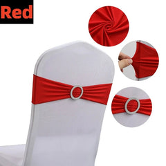 Showlu Fashion Store 100/50/10pcs Elastic Chair Knot Wedding Decoration Buckle Sashes Back Cover Mariage Hotel Home Seat Elegant Modern Ribbon Decors