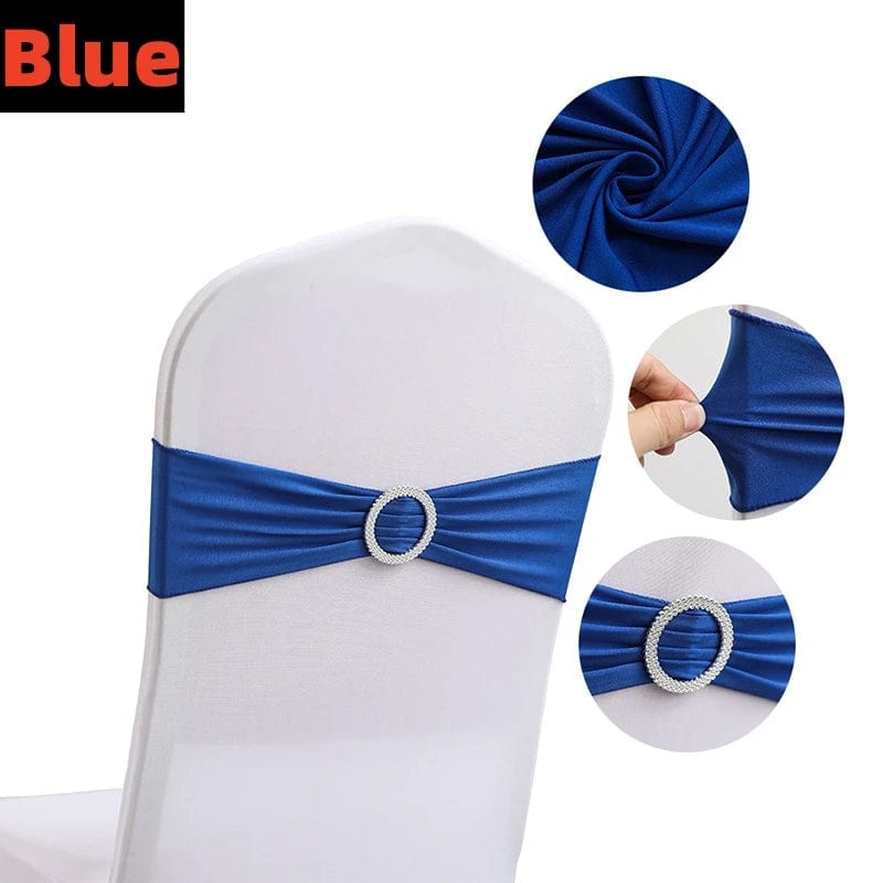 Showlu Fashion Store 100/50/10pcs Elastic Chair Knot Wedding Decoration Buckle Sashes Back Cover Mariage Hotel Home Seat Elegant Modern Ribbon Decors