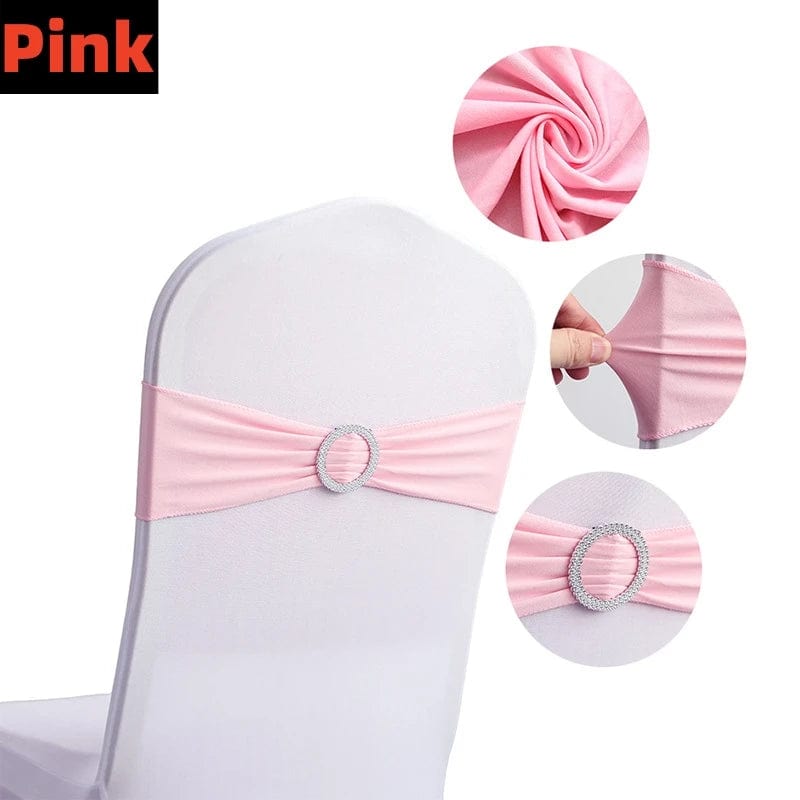 Showlu Fashion Store 100/50/10pcs Elastic Chair Knot Wedding Decoration Buckle Sashes Back Cover Mariage Hotel Home Seat Elegant Modern Ribbon Decors