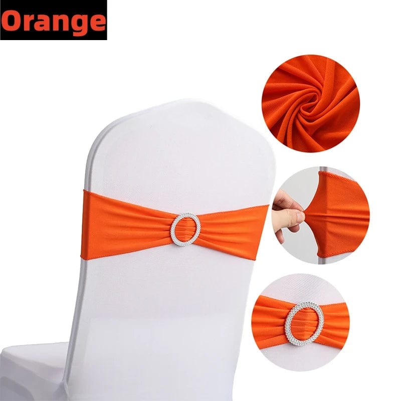 Showlu Fashion Store 100/50/10pcs Elastic Chair Knot Wedding Decoration Buckle Sashes Back Cover Mariage Hotel Home Seat Elegant Modern Ribbon Decors