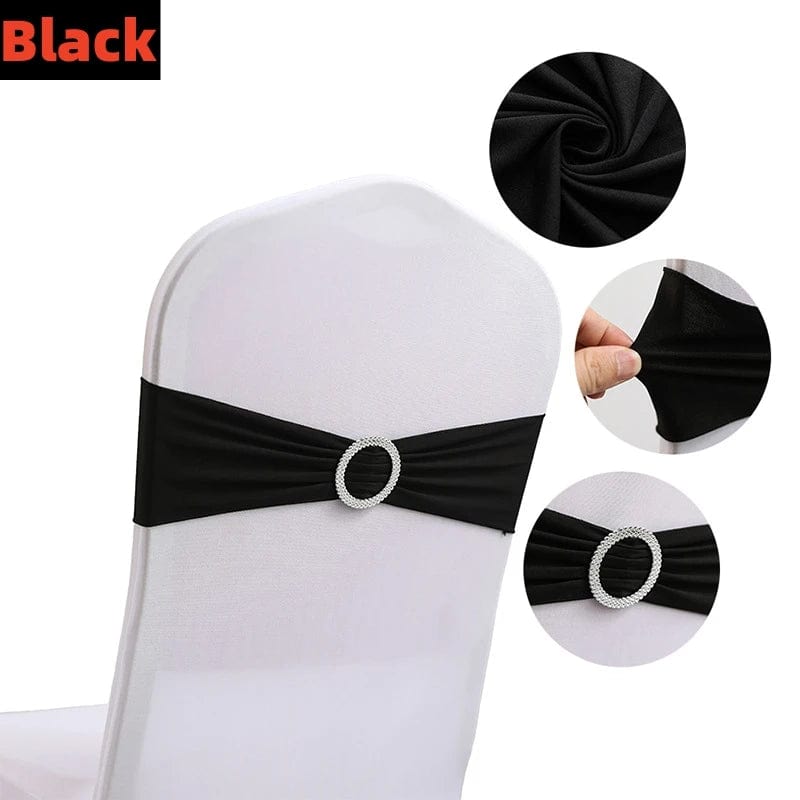 Showlu Fashion Store 100/50/10pcs Elastic Chair Knot Wedding Decoration Buckle Sashes Back Cover Mariage Hotel Home Seat Elegant Modern Ribbon Decors