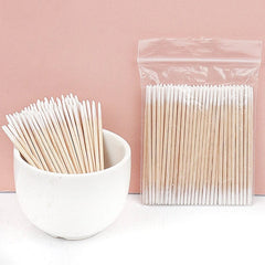 Showlu Fashion Store 100 pcs 100/300 Pcs Disposable Ultra-small Cotton Swab Brush Lint Free Micro Wood Makeup Brushes Eyelash Extension Glue Removing Tools