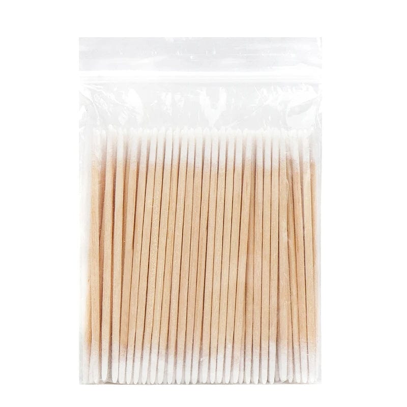 Showlu Fashion Store 100 pcs 100/300 Pcs Disposable Ultra-small Cotton Swab Brush Lint Free Micro Wood Makeup Brushes Eyelash Extension Glue Removing Tools