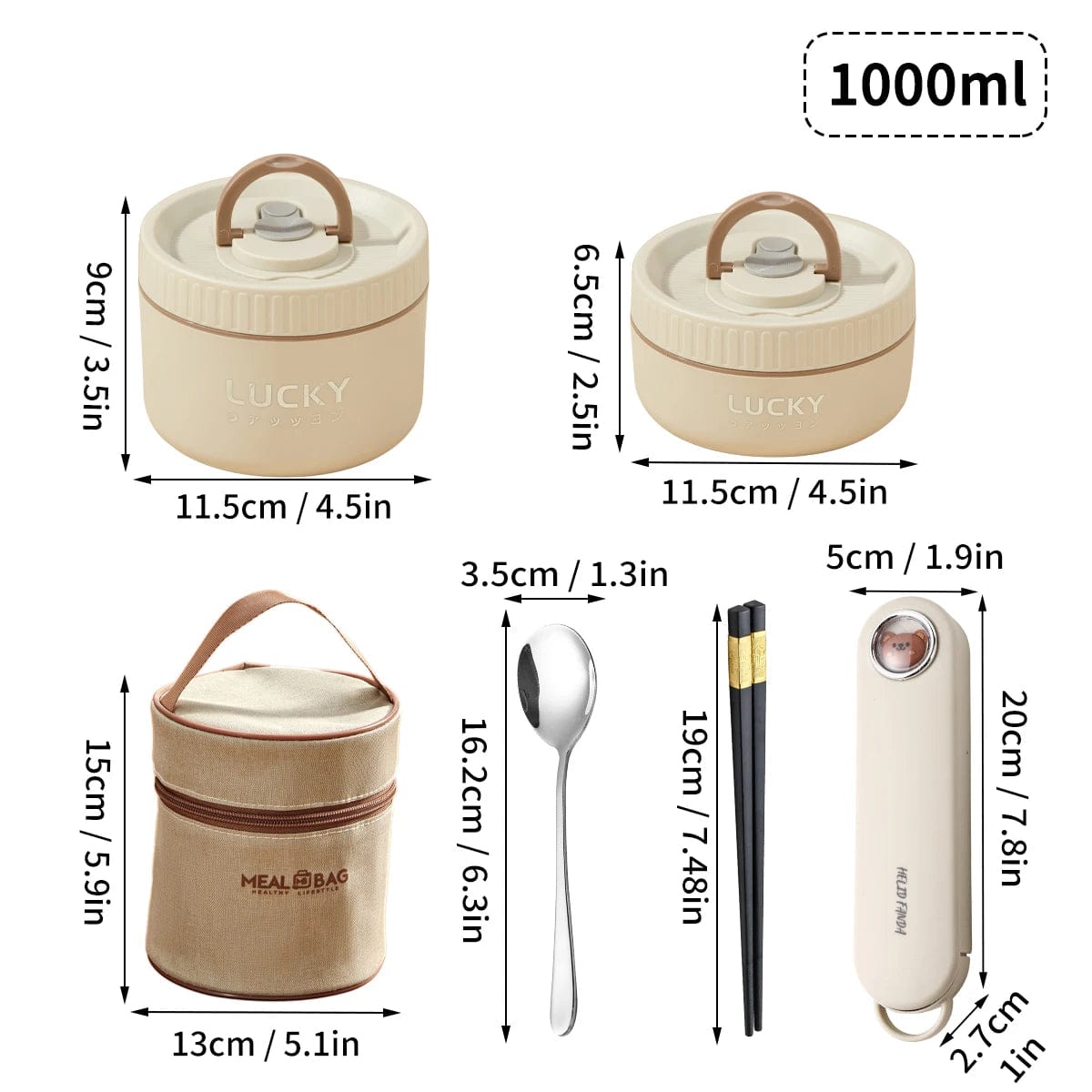  Showlu Fashion Store 1000ML Beige WORTHBUY Portable Sealed Thermal Lunch Box For Kids Stackable Microwave 304 Stainless Steel Bento Box Insulated Food Container