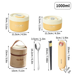  Showlu Fashion Store 1000ML Yellow WORTHBUY Portable Sealed Thermal Lunch Box For Kids Stackable Microwave 304 Stainless Steel Bento Box Insulated Food Container