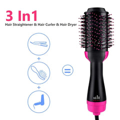 Showlu Fashion Store 1000W Hair Dryer Hot Air Brush Styler and Volumizer Hair Straightener Curler Comb Roller One Step Electric Ion Blow Dryer Brush